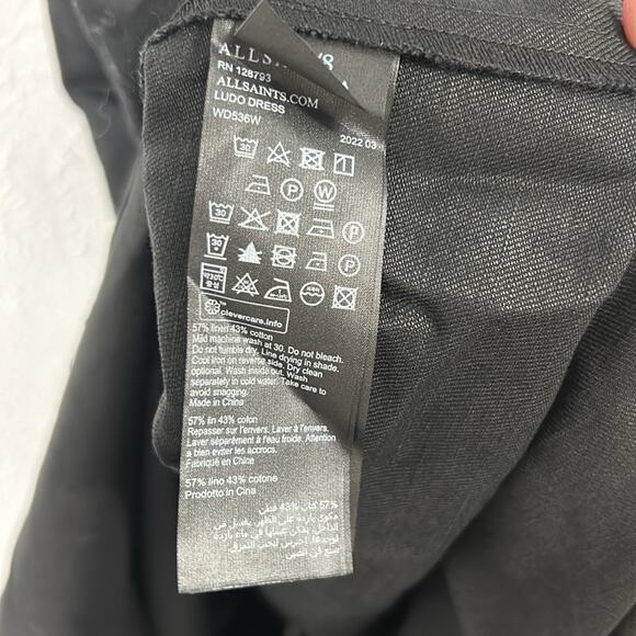 All Saints Ludo Linen Cotton Cut Out Open Back Halter Dress Black Size 8 NWT - Picture 7 of 12